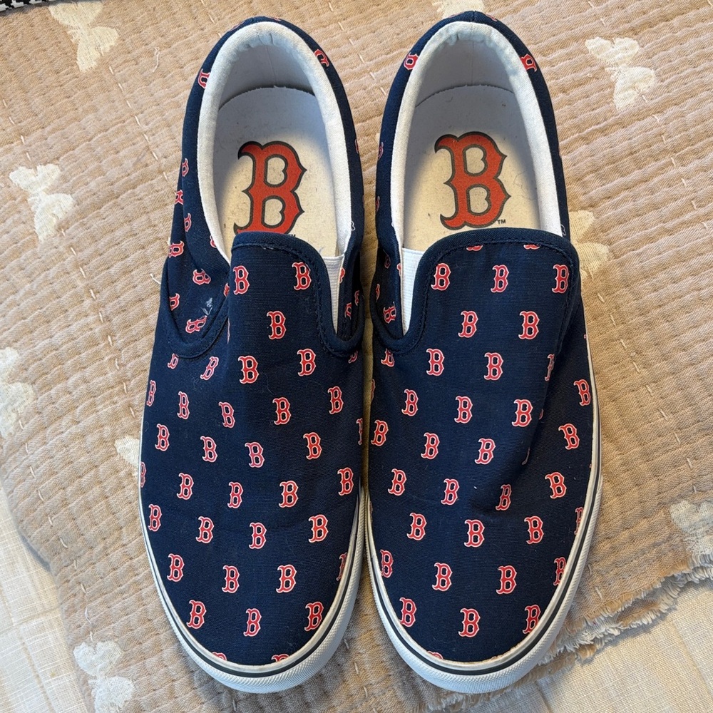 Mens Boston Red Sox Slip-On Shoes - Navy and Red